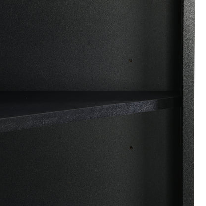 Badschrank, Badmöbel, Eckschrank mit zwei Ablagefächern, offenes Fach mit verstellbarem Einlegeboden, 36.5x 36.5 x 155 cm, schwarz