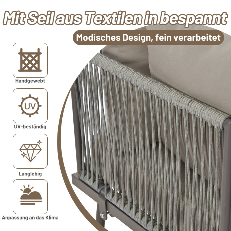Eisen Garten Loungesessel Set, U-förmiges Gartenmöbel Set, balkon möbel, Wetterfestes Outdoor Ecksofa, terassenmöbel außen, für 8 Personen, mit 2 Tischen und 4 Zweisitzer-Sofas, Kissen inklusive, vers