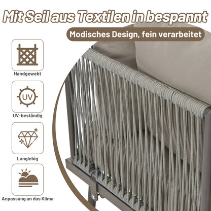 Eisen Garten Loungesessel Set, U-förmiges Gartenmöbel Set, balkon möbel, Wetterfestes Outdoor Ecksofa, terassenmöbel außen, für 8 Personen, mit 2 Tischen und 4 Zweisitzer-Sofas, Kissen inklusive, vers
