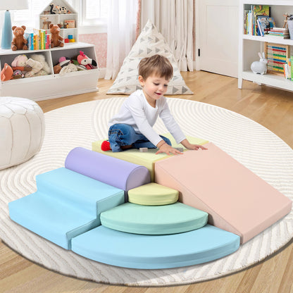6 TLG Riesenbausteine zum Toben & Klettern Großbausteine für Kinder. Treppe und Rutsche für Kinder - Spielzeug zum Klettern, Rutschen und Krabbeln. im Vorschulalter & Babys Softbausteine, bunt.