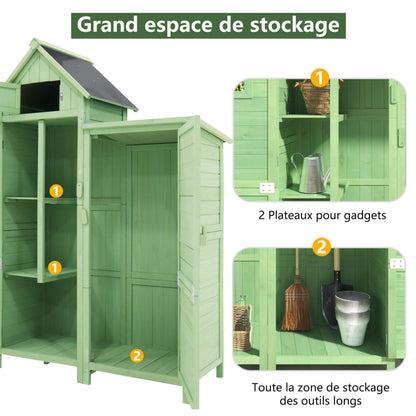 Gerätehaus Gartenschrank Geräteschuppen Geräteschrank, BxT: 118x54 cm, 118 x 54 x 173 cm (BxTxH), wetterfest, Holz, Grünes, PVC-Dach (Set, 1 St., 1 x Geräteschrank)