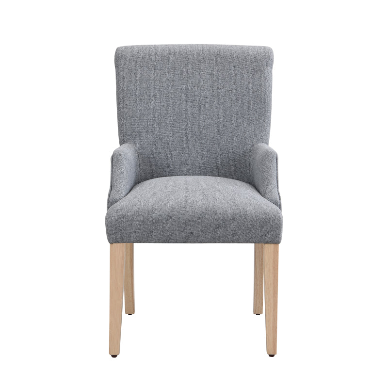 Esszimmerstuhl aus Leinen, 2er-Set, Küchenstuhl, Wohnzimmer-Loungesessel, Grau