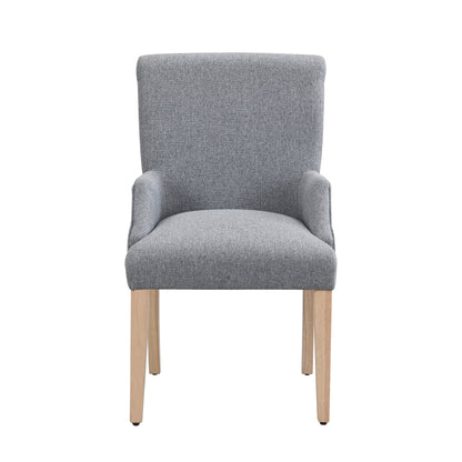 Esszimmerstuhl aus Leinen, 2er-Set, Küchenstuhl, Wohnzimmer-Loungesessel, Grau