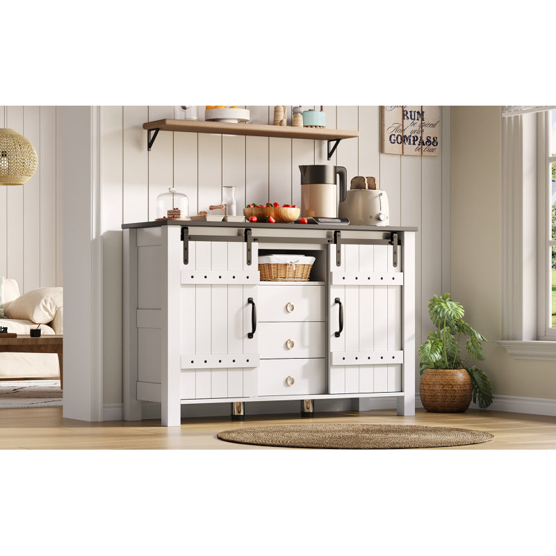 Multifunktionales Küchenbuffet – 138 cm Sideboard mit Schublade, Regaltüren & verstellbaren Einlegeböden – Modernes Design mit Kippschutz, ideal für Küche, Wohnzimmer & Schlafzimmer