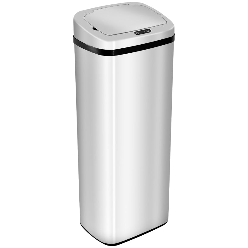 Mülleimer Automatik mit Sensor Abfalleimer Küche Edelstahl 50/68L Silber (50L)