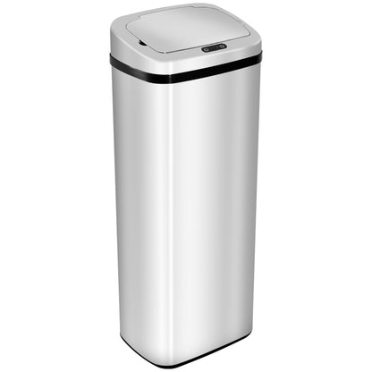 Mülleimer Automatik mit Sensor Abfalleimer Küche Edelstahl 50/68L Silber (50L)