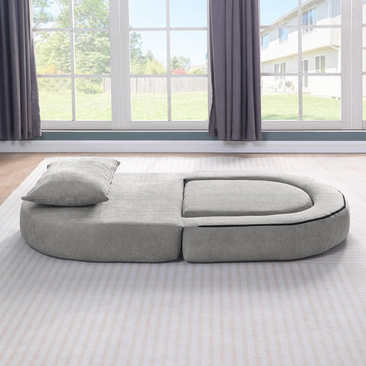 Modulares Sofa-Set Frottee (Terry Cloth), Sektionssofa Minimalistisch, Wohnzimmer Couchgarnitur, Umkehrbar, Light Grey