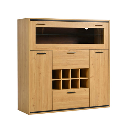 Sideboard, Eleganter Weinschrank mit Doppeltüren, Glasregal und Weinhalterung - Perfekte Aufbewahrung in einem stilvollen Sideboard