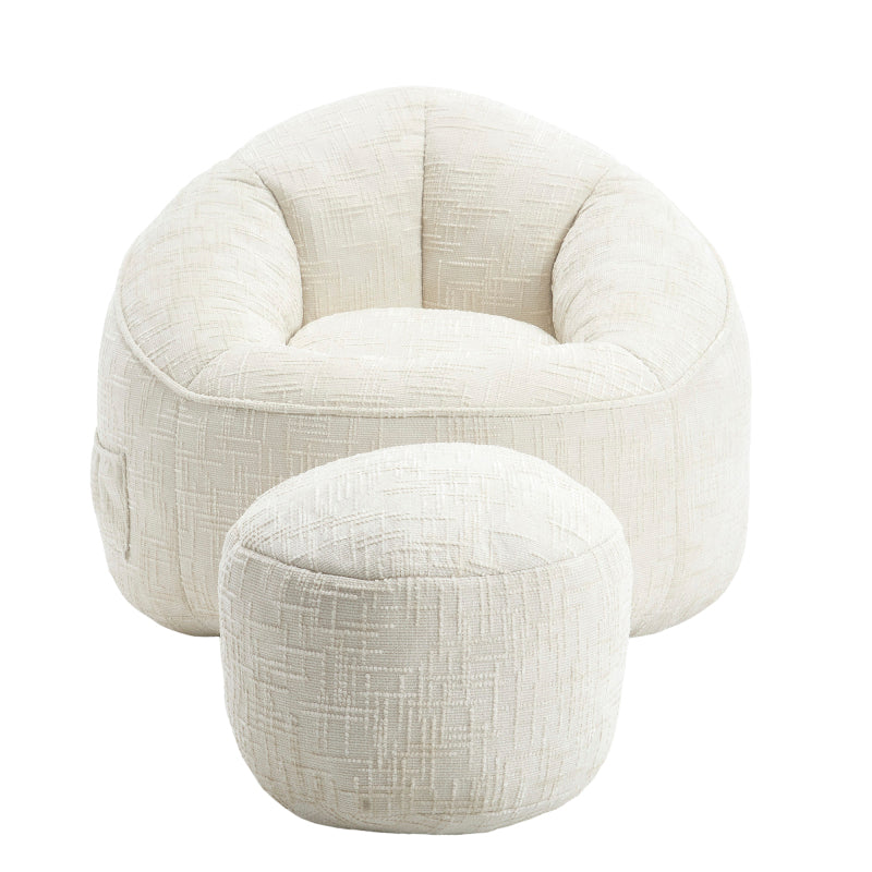 Sitzsack Sofa Stuhl für Erwachsene mit Fußstütze, Beige