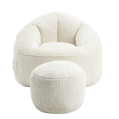 Sitzsack Sofa Stuhl für Erwachsene mit Fußstütze, Beige