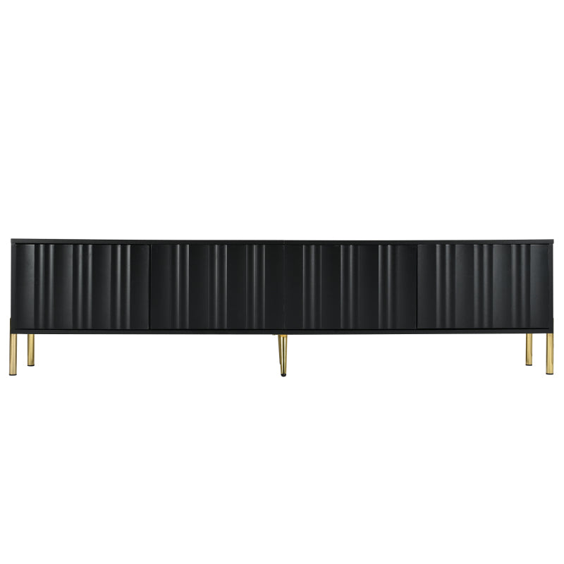 Schwarzes TV-Schrank, 190 cm(L) x 38 cm(W) x 48 cm(H), goldene Tischbeine