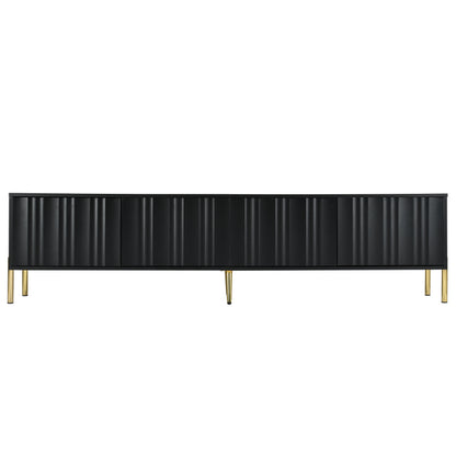 Schwarzes TV-Schrank, 190 cm(L) x 38 cm(W) x 48 cm(H), goldene Tischbeine