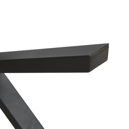 Moderner, einfacher Esstisch aus Schmiedeeisen, L140*B80*H76cm, Betonoptik+schwarz
