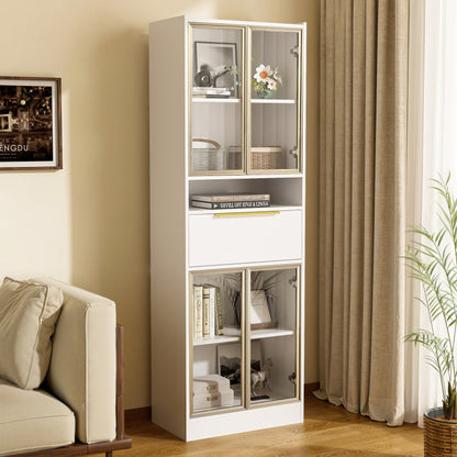 Moderner Weißer Hochschrank mit 16-Farb-LED und Bluetooth – 60×35×180cm
