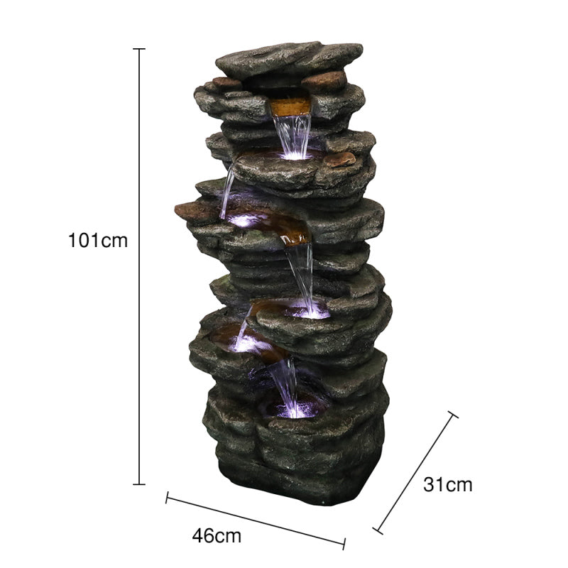 40inches High Outdoor Rock Water Fountain for Home Garden Decor