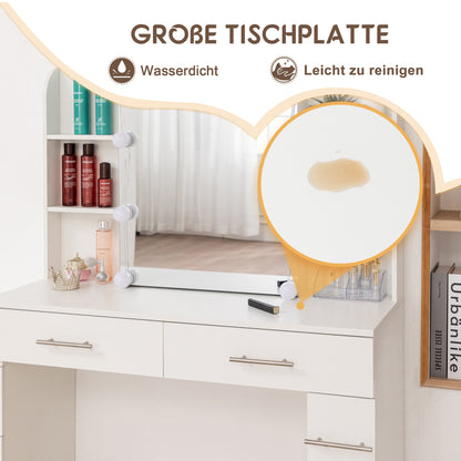 Schminktisch Frisiertisch Kosmetiktisch mit Spiegel Schublade LED Beleuchtung