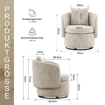 360° Drehsessel Chenille (Ivory) – Modern, Rund & Bequem für Leseecke, Wohnzimmer