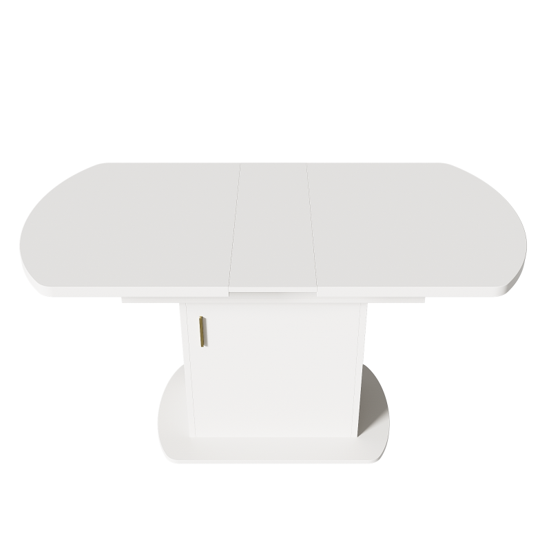 Ausziehbarer ovaler Esstisch, L110/130*W70*H75cm, weiß+goldener Griff