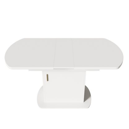 Ausziehbarer ovaler Esstisch, L110/130*W70*H75cm, weiß+goldener Griff