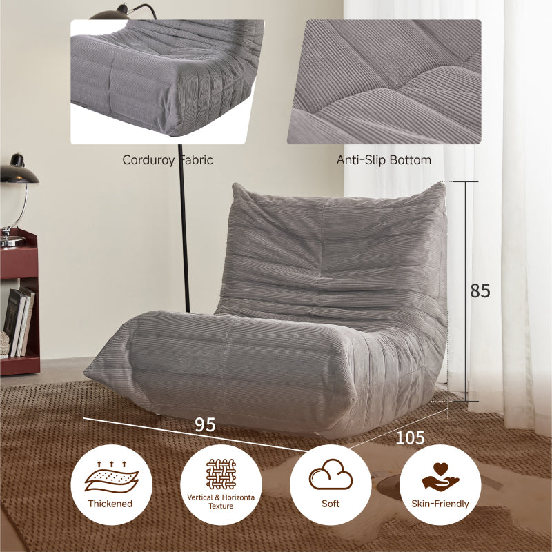 Moderne Sofas, Sitzsäcke für Erwachsene auf dem Bodensofa, Super Soft Memory Sponge Sofa, Togo Sofa Stuhl, Wohnzimmermöbel, Geeignet für Schlafzimmer, Balkon, Schlafsaal, Kaminstuhl (hellgrau)