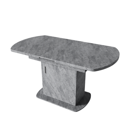 Ausziehbarer ovaler Esstisch, L110/130*W70*H75cm, Betonoptik+silberner Griff