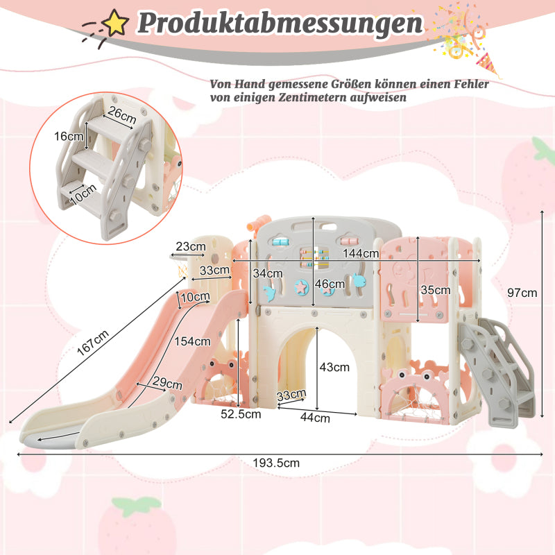 11 in 1 Kleinkindrutsche, Kinderrutsche mit Basketballkorb, Kinderrutschen-Spielset-Struktur, Bogentunnel und Teleskop, Spielzeugaufbewahrungsorganizer für Kleinkinder, Klettergerüst für Kinder.