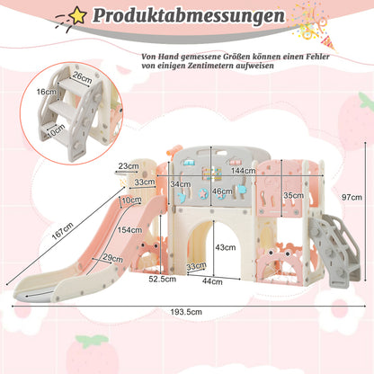 11 in 1 Kleinkindrutsche, Kinderrutsche mit Basketballkorb, Kinderrutschen-Spielset-Struktur, Bogentunnel und Teleskop, Spielzeugaufbewahrungsorganizer für Kleinkinder, Klettergerüst für Kinder.