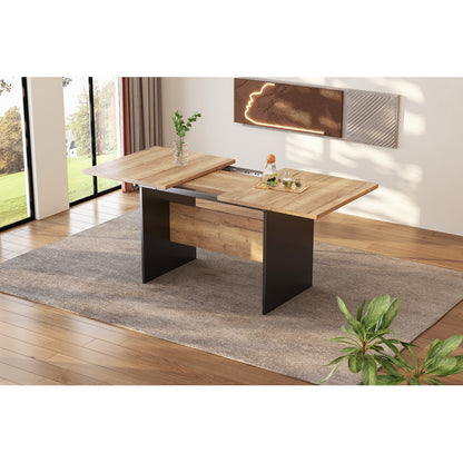 Erweiterbarer Esstisch 140/180*80cm, Holzmaserung Rechteckiger Esstisch