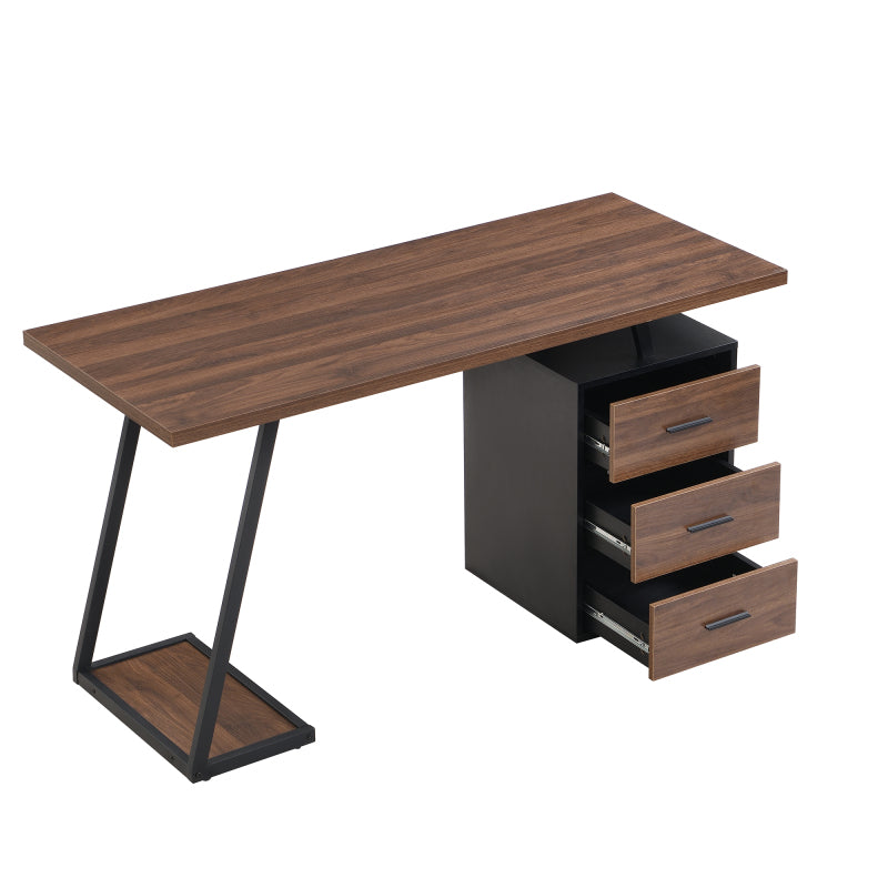 Bürotisch Arbeitstisch Ablage Basteltisch Industrial Schreibtisch 138.5cm mit 3 Schubladen