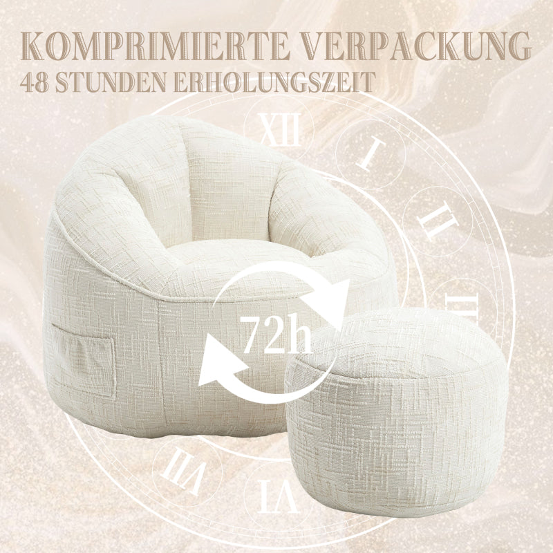 Sitzsack Sofa Stuhl für Erwachsene mit Fußstütze, Beige