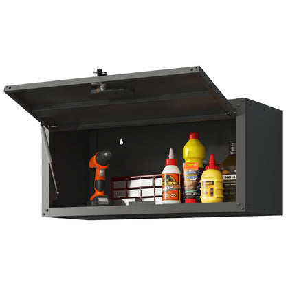 Vielseitiger Metall-Wandschrank, wandmontierter Nutzschrank mit verschließbarer Tür, aufgehängtes Stahlwerkzeugkabinett, Geeignet für Garage, Keller, Werkstatt und Küche, H34,5 cm × B75 cm × T30 cm