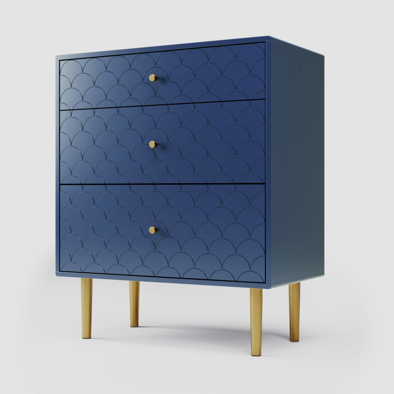 [NEW] Schubladenkommode Kommode mit 3 Schubladen, Sideboard Highboard für Schlafzimmer & alle Wohnräume,Marineblau-H89/B75/T40 cm