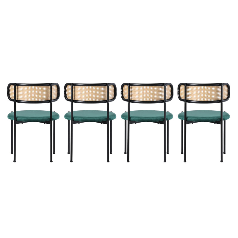 Esstisch und Stuhl-Set, 5er set, 4 Samt-Esszimmerstühle & 1 rechteckiger Esstisch, Grau + Grün+Schwarz