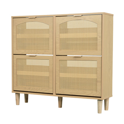 Schuhschrank mit 4 Klappschubladen, Schuhregal für Flur, Schlafzimmer, Wohnung,Holzmöbel, Landhausstil