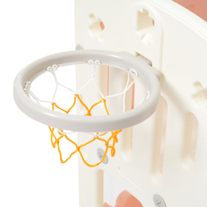11 in 1 Kleinkindrutsche, Kinderrutsche mit Basketballkorb, Kinderrutschen-Spielset-Struktur, Bogentunnel und Teleskop, Spielzeugaufbewahrungsorganizer für Kleinkinder, Klettergerüst für Kinder.