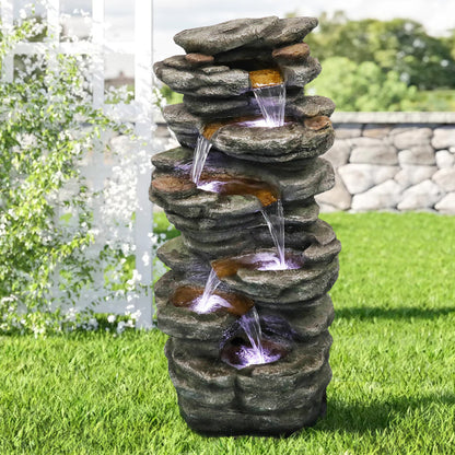 40inches High Outdoor Rock Water Fountain for Home Garden Decor
