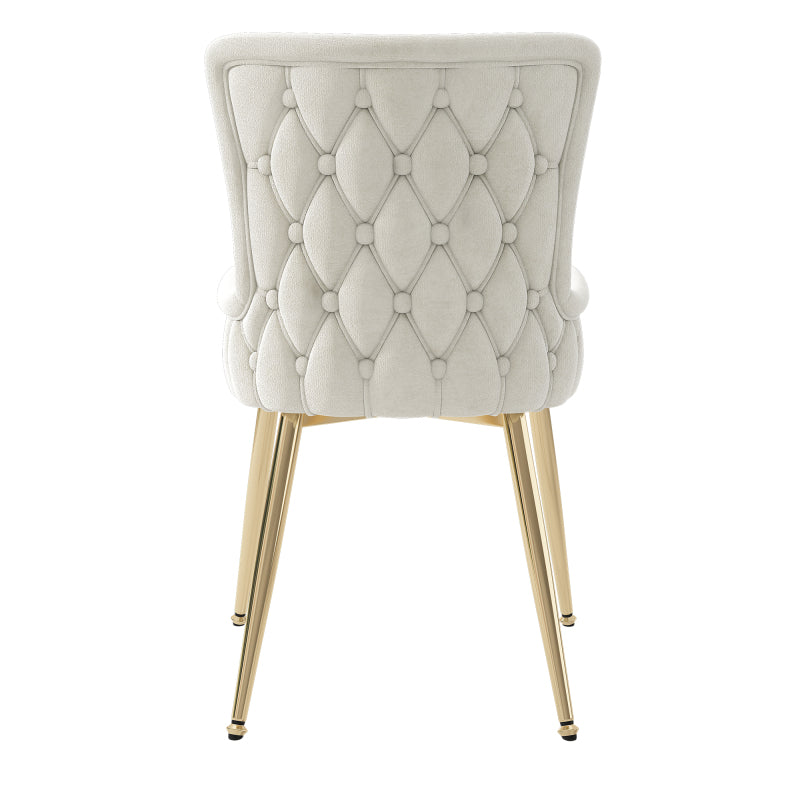 Samt-Esszimmerstuhl, 4er-Set, Loungesessel mit vier goldfarbenen Metallstützbeinen, Beige