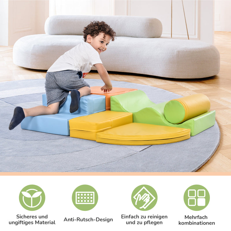 6 TLG Riesenbausteine zum Toben & Klettern Großbausteine für Kinder. Treppe und Rutsche für Kinder - Spielzeug zum Klettern, Rutschen und Krabbeln. im Vorschulalter & Babys Softbausteine, bunt.