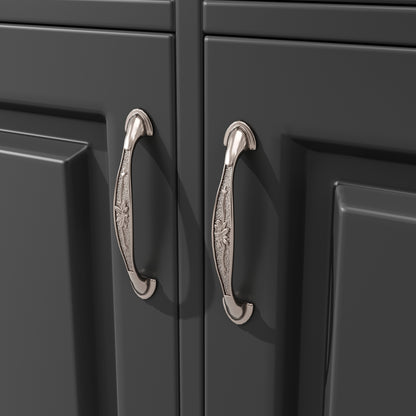 Küchenschrank 120x180cm LED, Hohes Buffet Schwarz, 3 Türen & 3 Schubladen, App-Steuerung, MDF Mehrzweckschrank