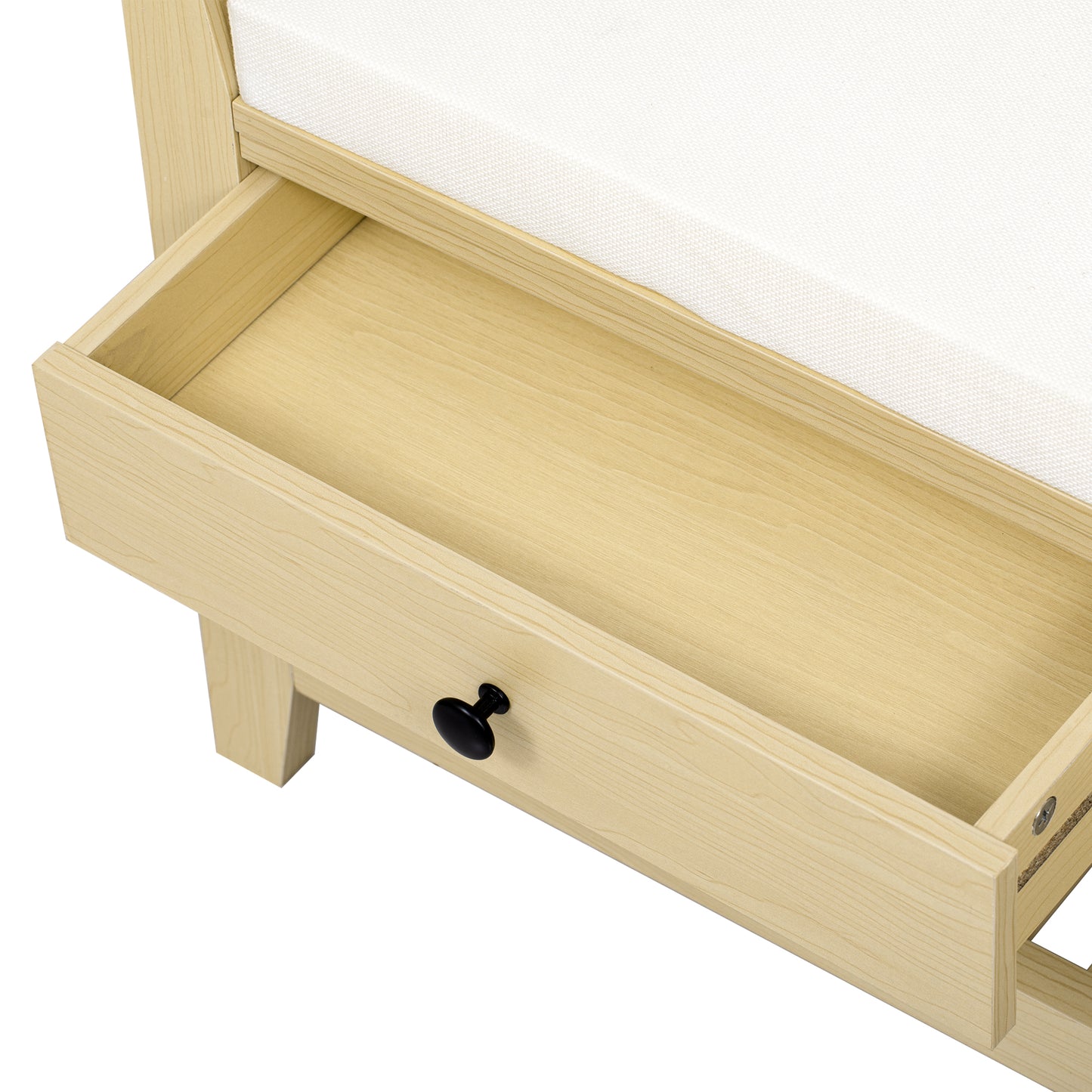 Moderne Schuhbank mit Sitzfläche und Stauraum, Soft Kissen-Oberfläche, Schuhregal für Eingangsbereich, Natur