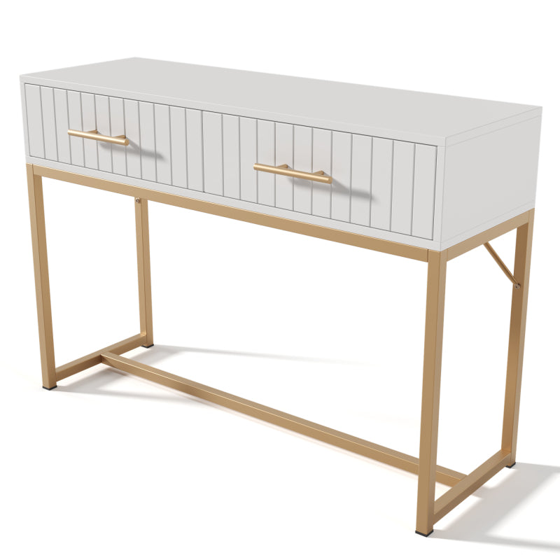 Schminktisch mit 2 Schubladen 75cm Höhe ,Kommode Schlafzimmer Highboard Weiss Sideboard Schubladenkommode Kommode für Schlafzimmer, Weiß -H75/B100/T45 cm