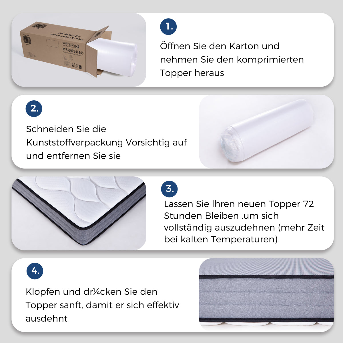 Taschenfederkern Matratze 90x200cm, H3, 7 Zonen, Lyocell Bezug, Boxspring Gefühl