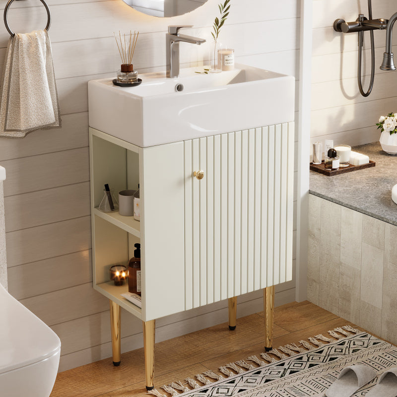 Badezimmermöbel Waschbecken mit Waschtischunterschrank 55 cm , Waschtischunterschrank , Kleine Gästebad Möbel , weiß