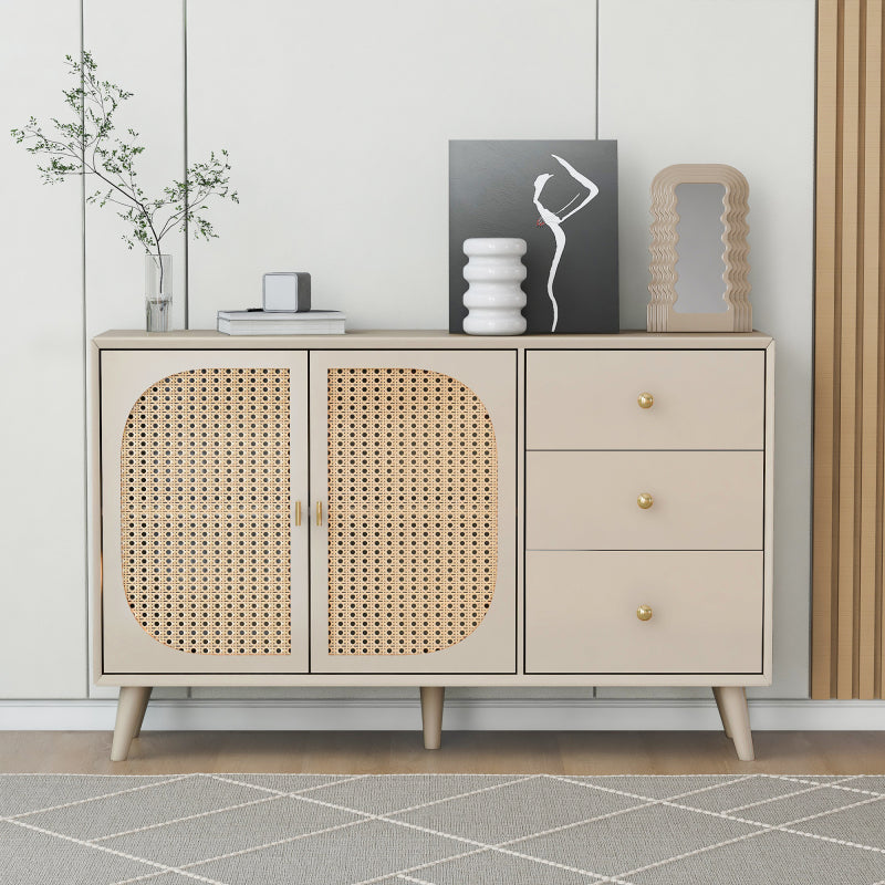 Esszimmer Wohnzimmer Sideboard Kommode Stehschrank Aufbewahrung Sideboard TV-Tisch mit Türen und Schubladen Sideboard mit großem Stauraum Offwhite Creme Breite 120 cm