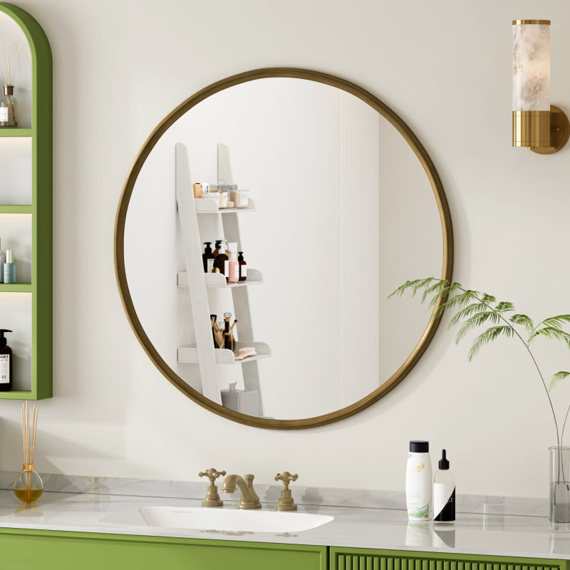 80CM Bronze Round Mirror, Bathroom Mirror for Wall, Round Wall Mirror Metal Frame, for Wall, Living Room, Bedroom, Vanity, Entryway, Hallway