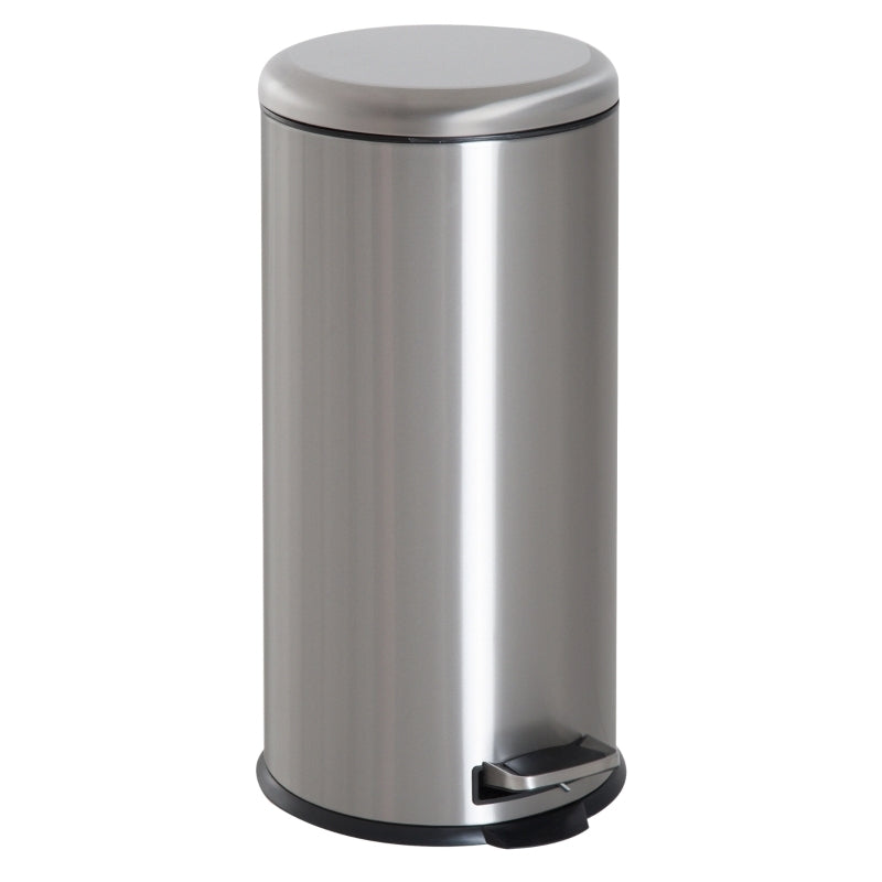 Treteimer 30L Edelstahl Pedal-Mülleimer mit Inneneimer Klappdeckel hygienisch und silber für Küche und Badezimmer