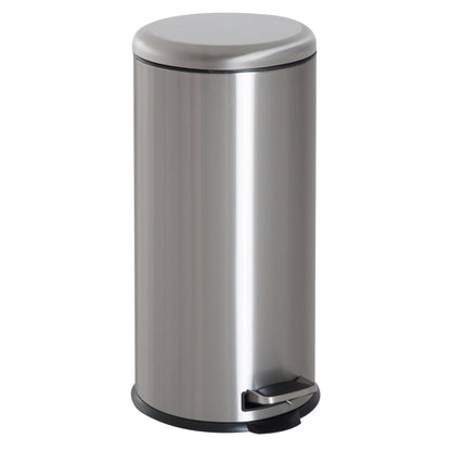 Treteimer 30L Edelstahl Pedal-Mülleimer mit Inneneimer Klappdeckel hygienisch und silber für Küche und Badezimmer