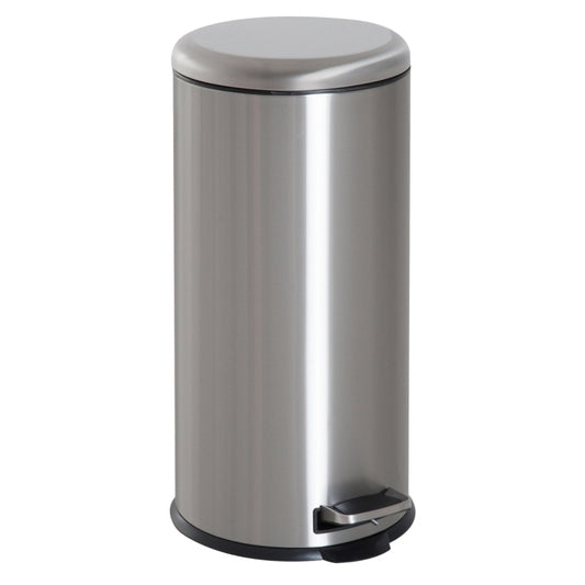 Treteimer 30L Edelstahl Pedal-Mülleimer mit Inneneimer Klappdeckel hygienisch und silber für Küche und Badezimmer