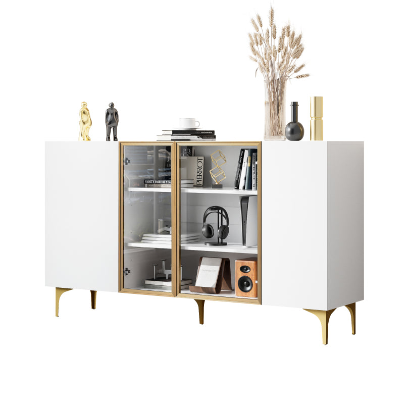 Elegantes 4-Tür Sideboard, Modernes Design, Grifflos, Viel Stauraum, Weiß