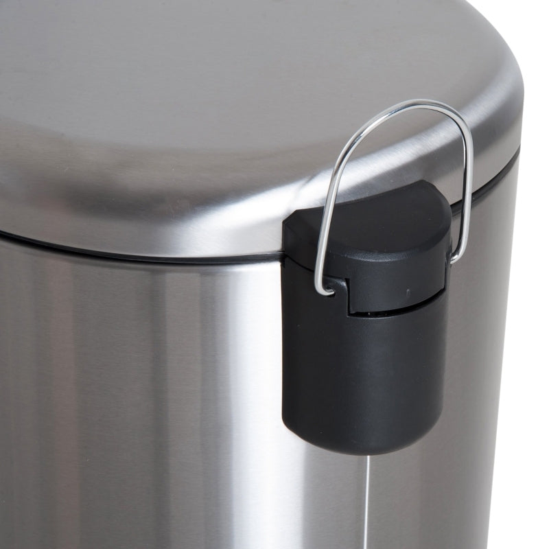 Treteimer 30L Edelstahl Pedal-Mülleimer mit Inneneimer Klappdeckel hygienisch und silber für Küche und Badezimmer